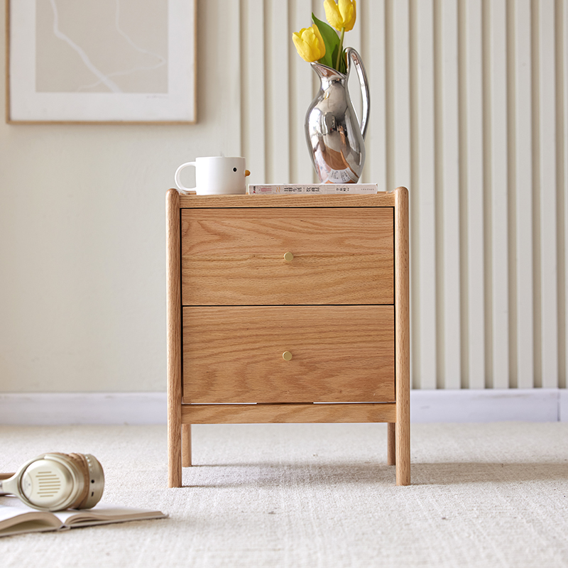 Muebles de dormitorio de mader - Solid Wood Nightstand 2 Drawers reseña y precio