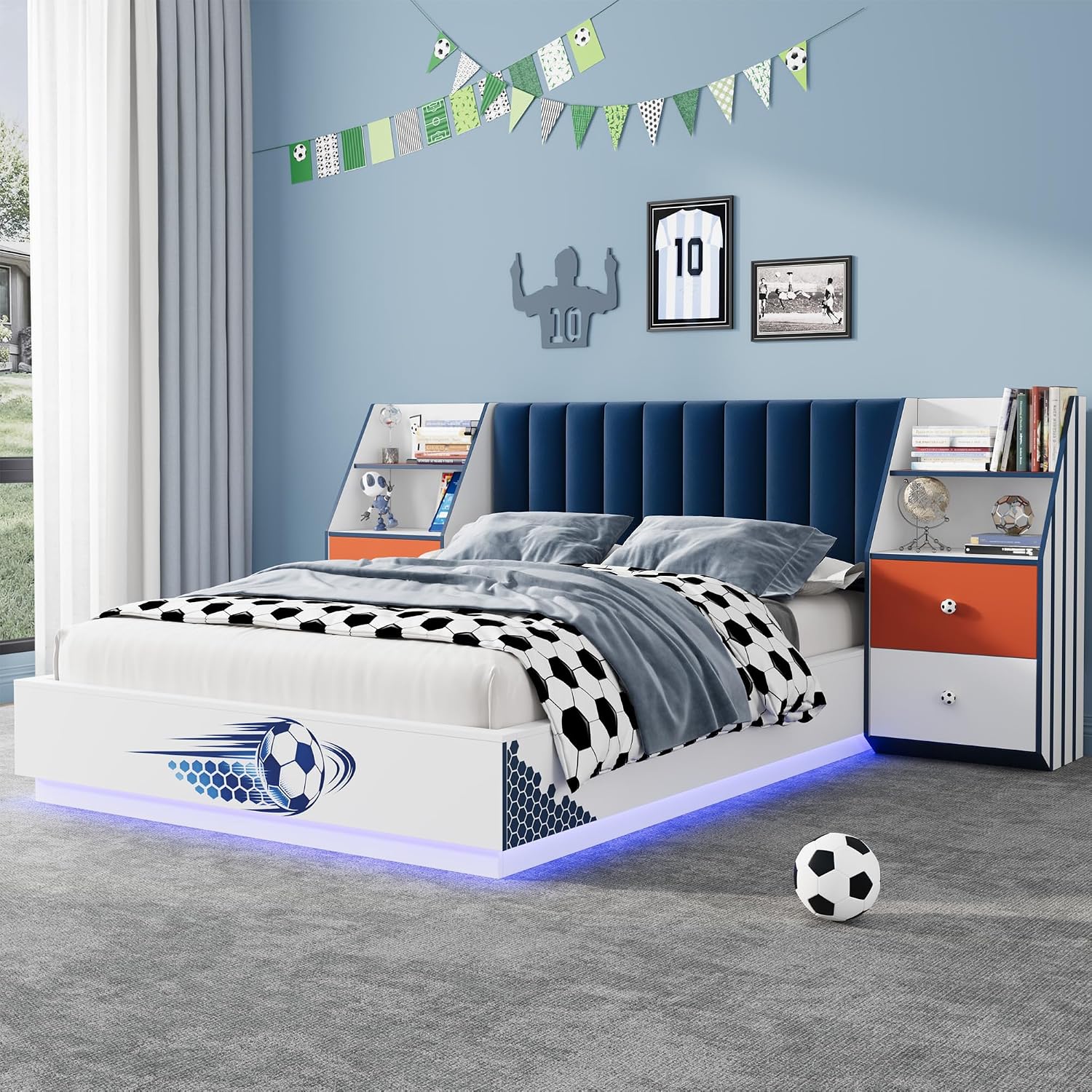 Cama Flotante de Tamaño Comple - Floating Nightstand With Led Light reseña y precio