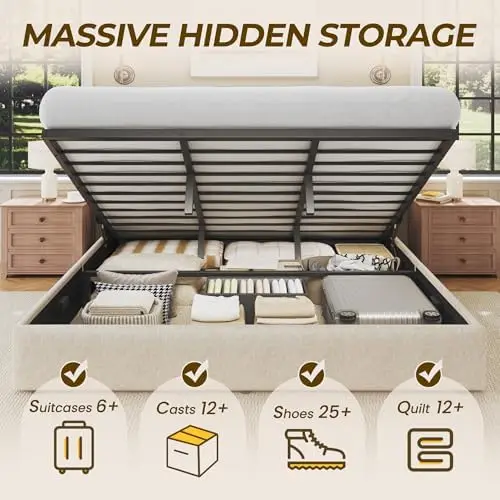 Base de Cama King Size con Alm - Gas Lift Storage Bed Hydraulic reseña y precio