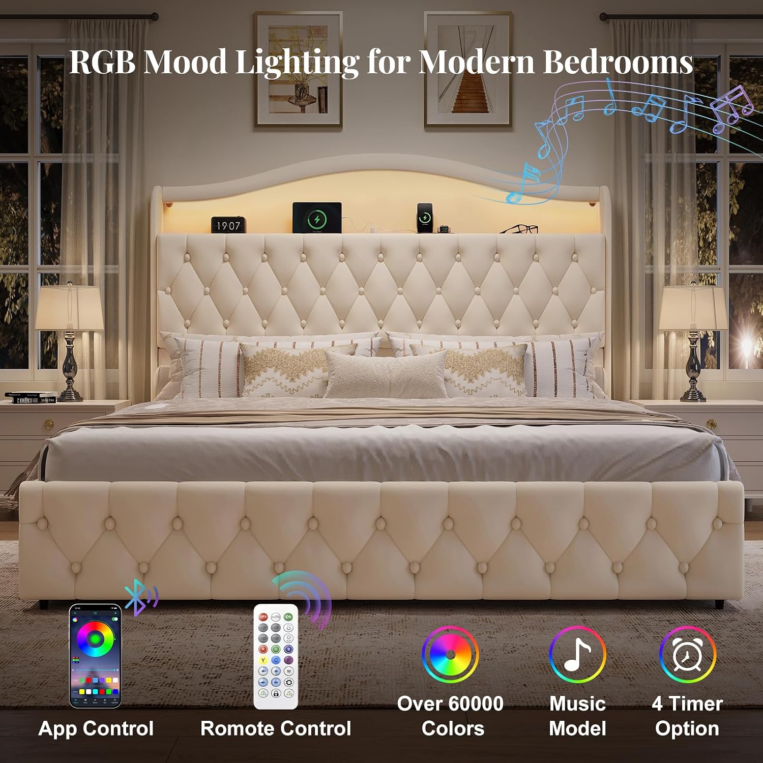 Base de Cama King Size con 4 C - King Size Bed Frame With Storage Drawers reseña y precio