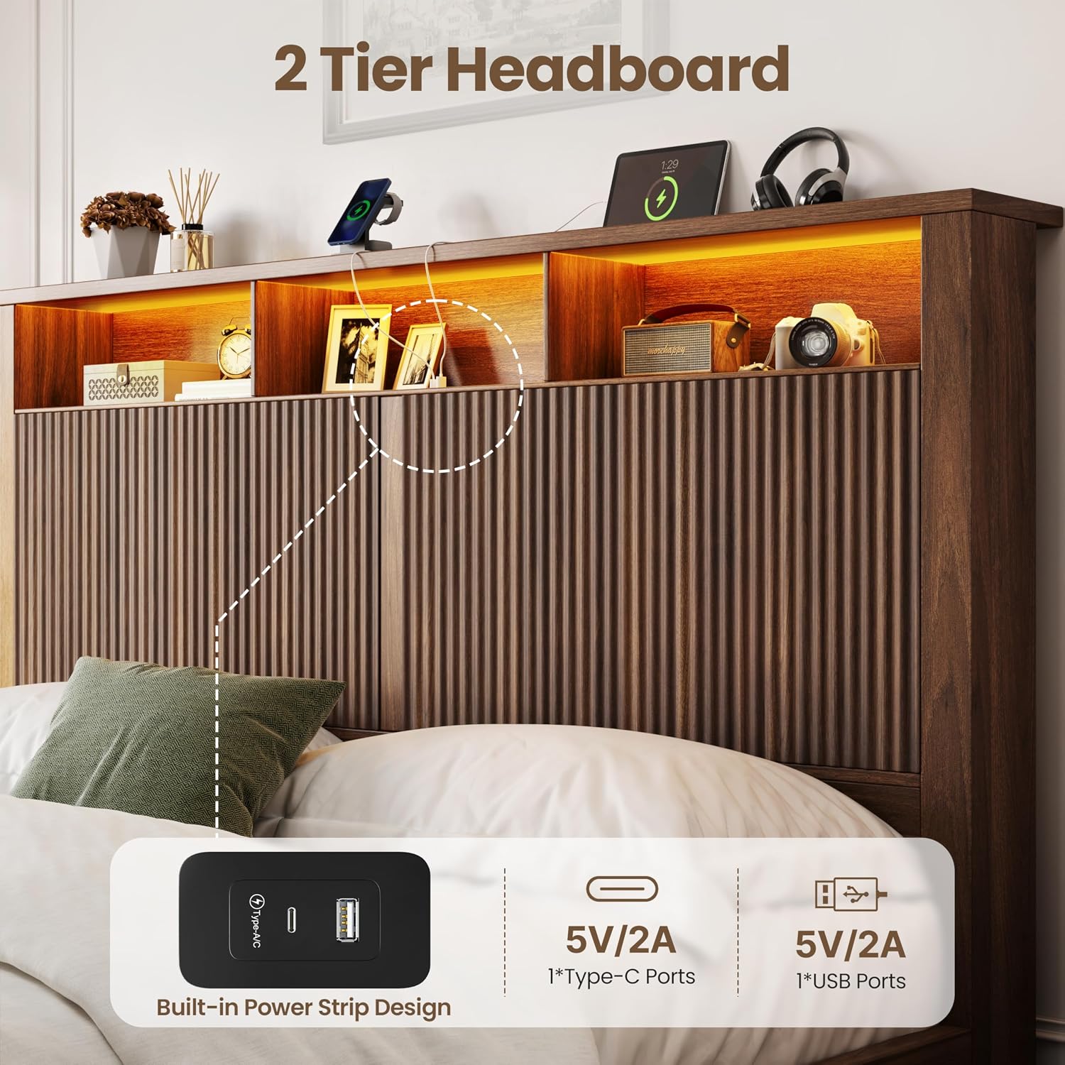 Base de Cama King Size con Cab - King Size Bed Frame With Storage Drawers reseña y precio