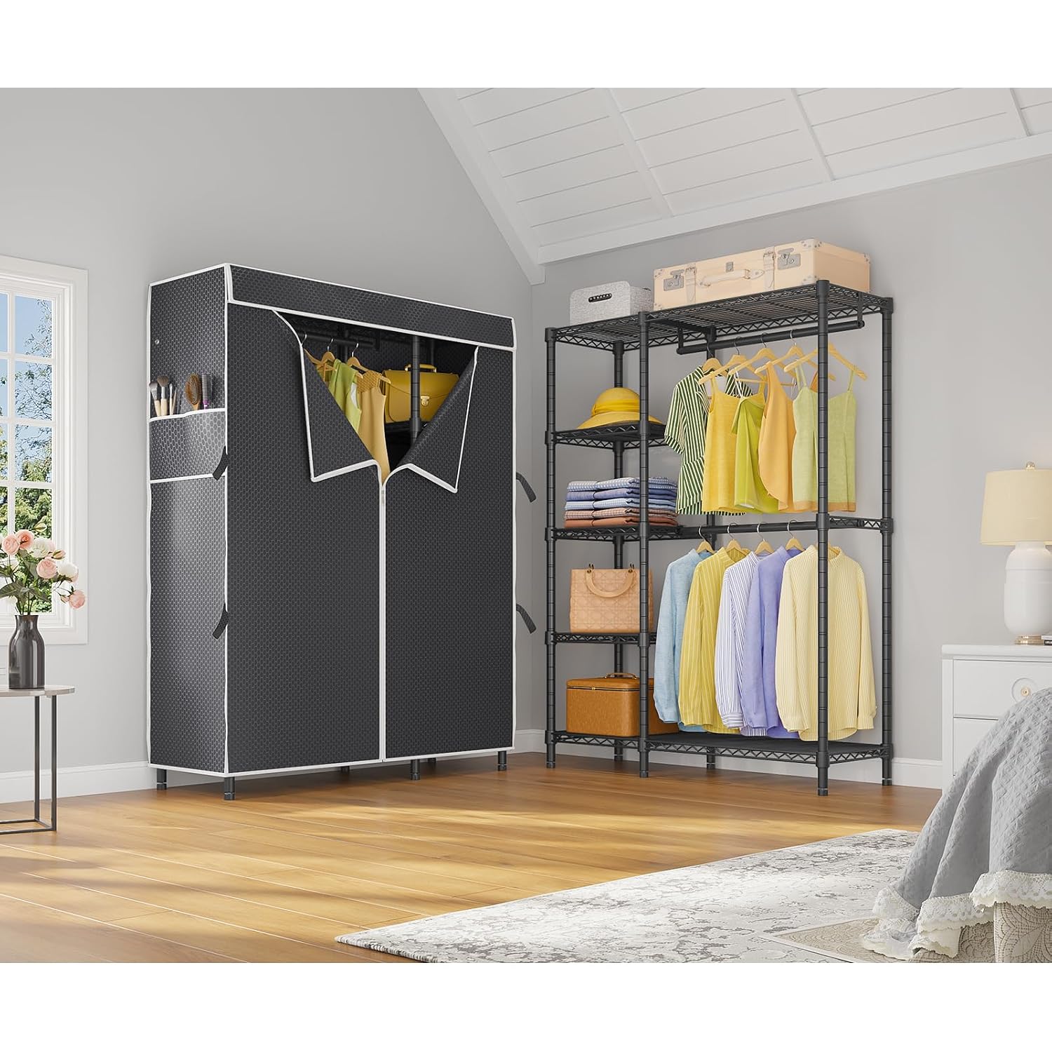 Armario Portátil Resistente co - Wardrobe Closet Portable Fabric Cover reseña y precio
