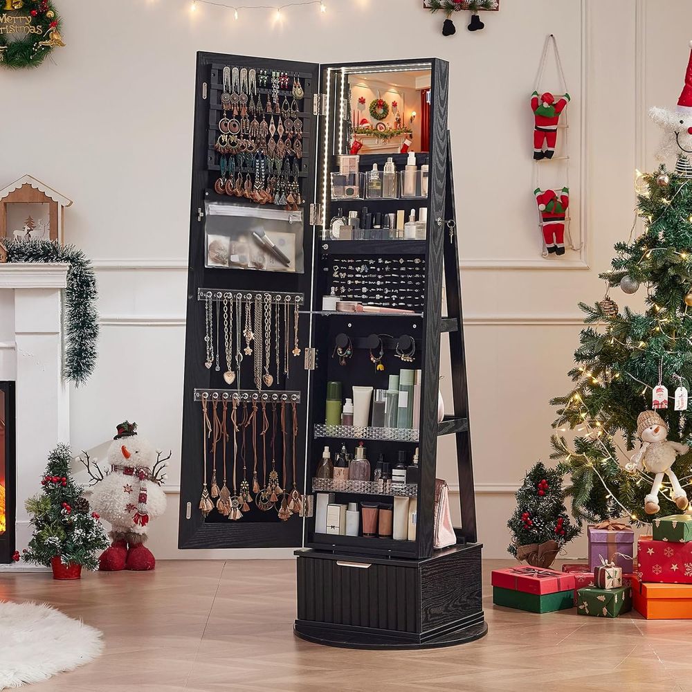 360 °   Armario Giratorio para - Full Length Mirror Jewelry Armoire reseña y precio