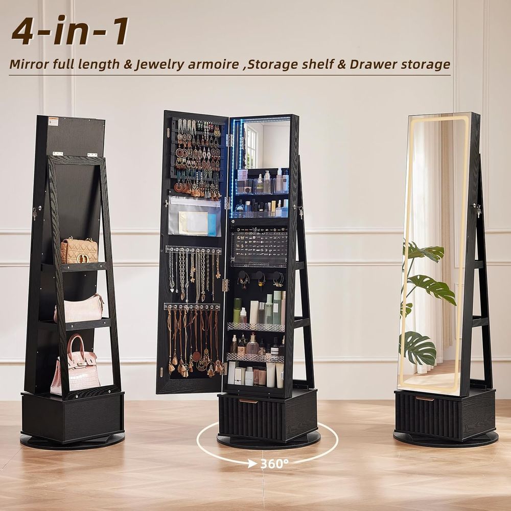 360 °   Armario Giratorio para - Full Length Mirror Jewelry Armoire reseña y precio