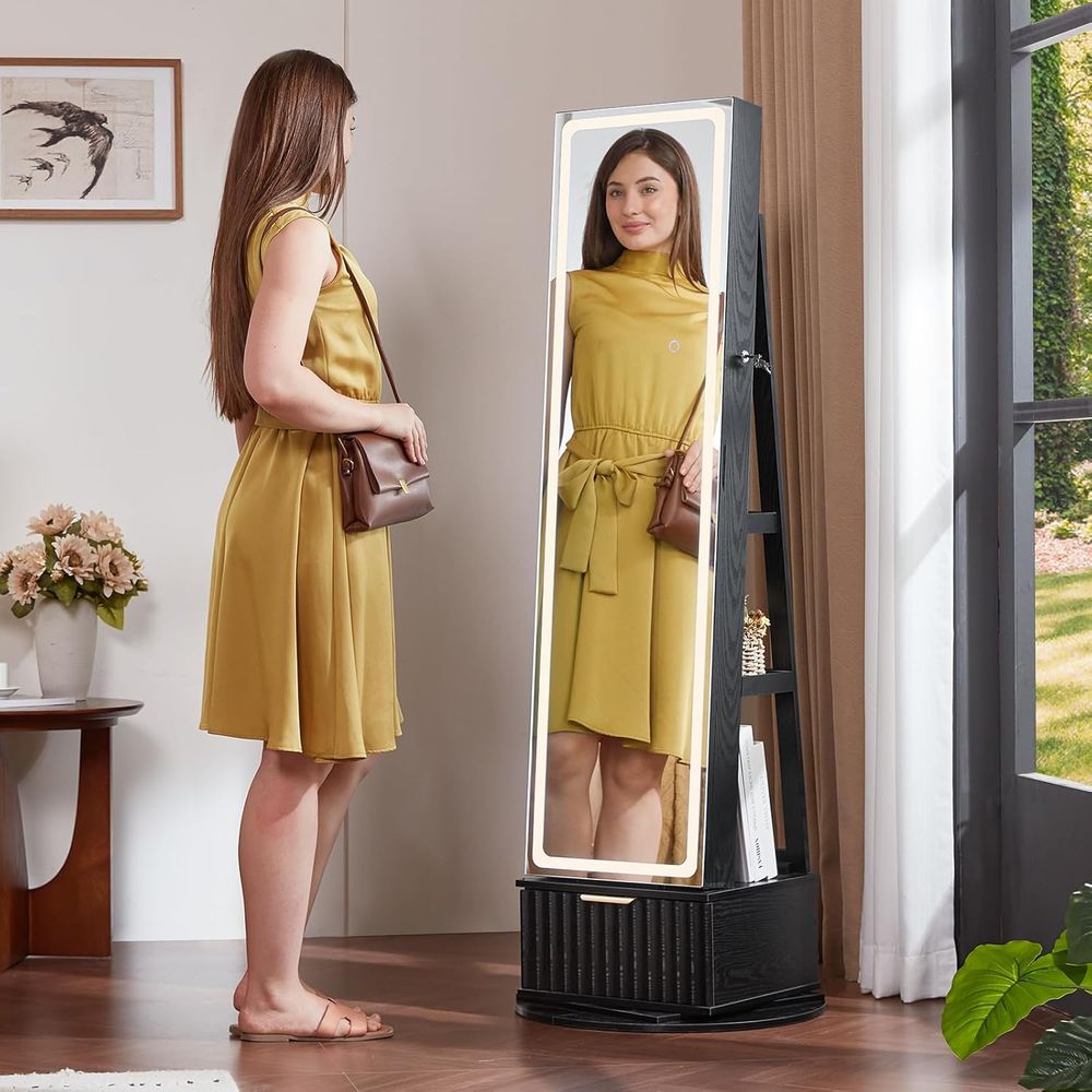 360 °   Armario Giratorio para - Full Length Mirror Jewelry Armoire reseña y precio
