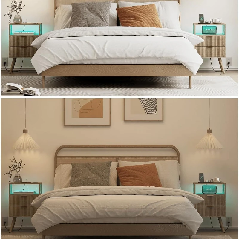 Mesita de Noche Moderna con 2  - Solid Wood Nightstand 2 Drawers reseña y precio