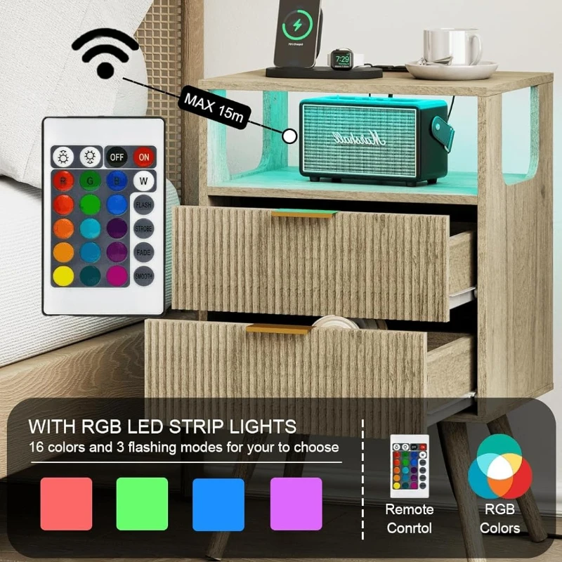 Mesita de Noche Moderna con 2  - Solid Wood Nightstand 2 Drawers reseña y precio