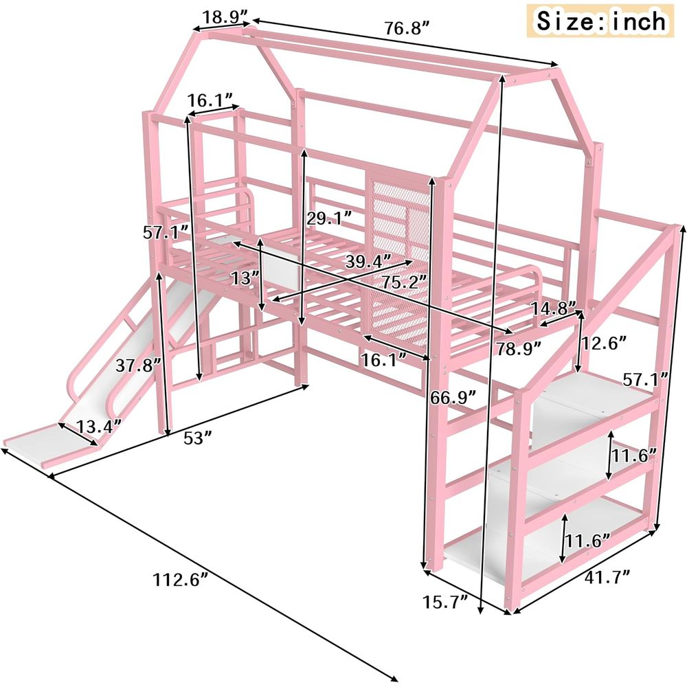 Cama litera de metal de tamaño - Bunk Bed With Stairs And Slide reseña y precio