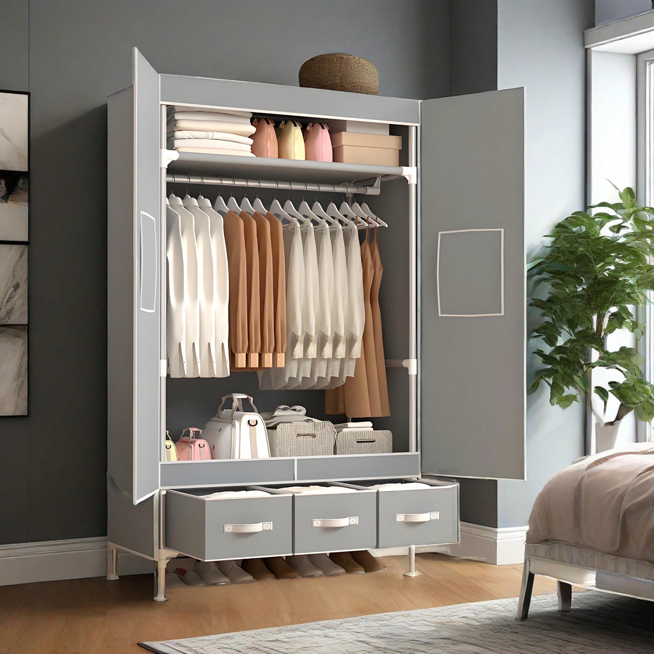 Armario Portátil, Organizador  - Wardrobe Closet Portable Fabric Cover reseña y precio