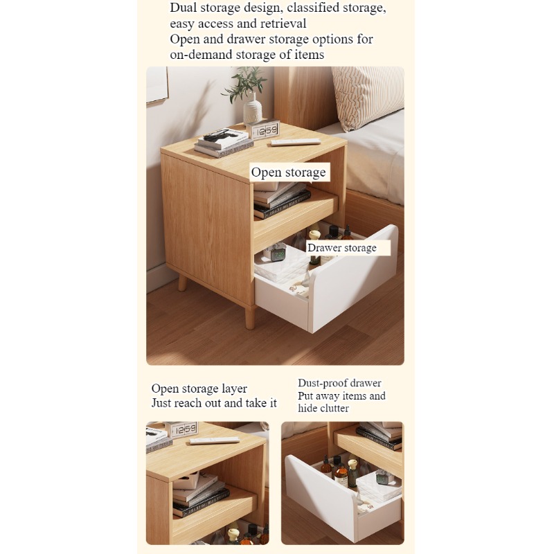 Mesita de noche blanca para do - Solid Wood Nightstand 2 Drawers reseña y precio