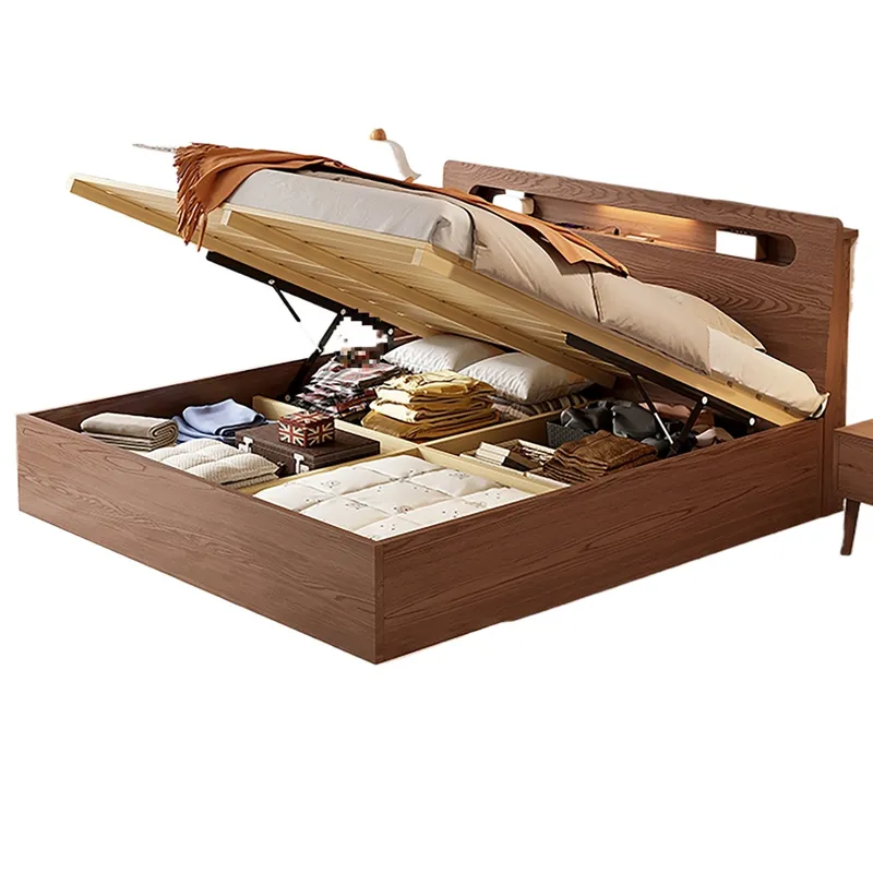 Cama Moderna de Madera Maciza  - Gas Lift Storage Bed Hydraulic reseña y precio