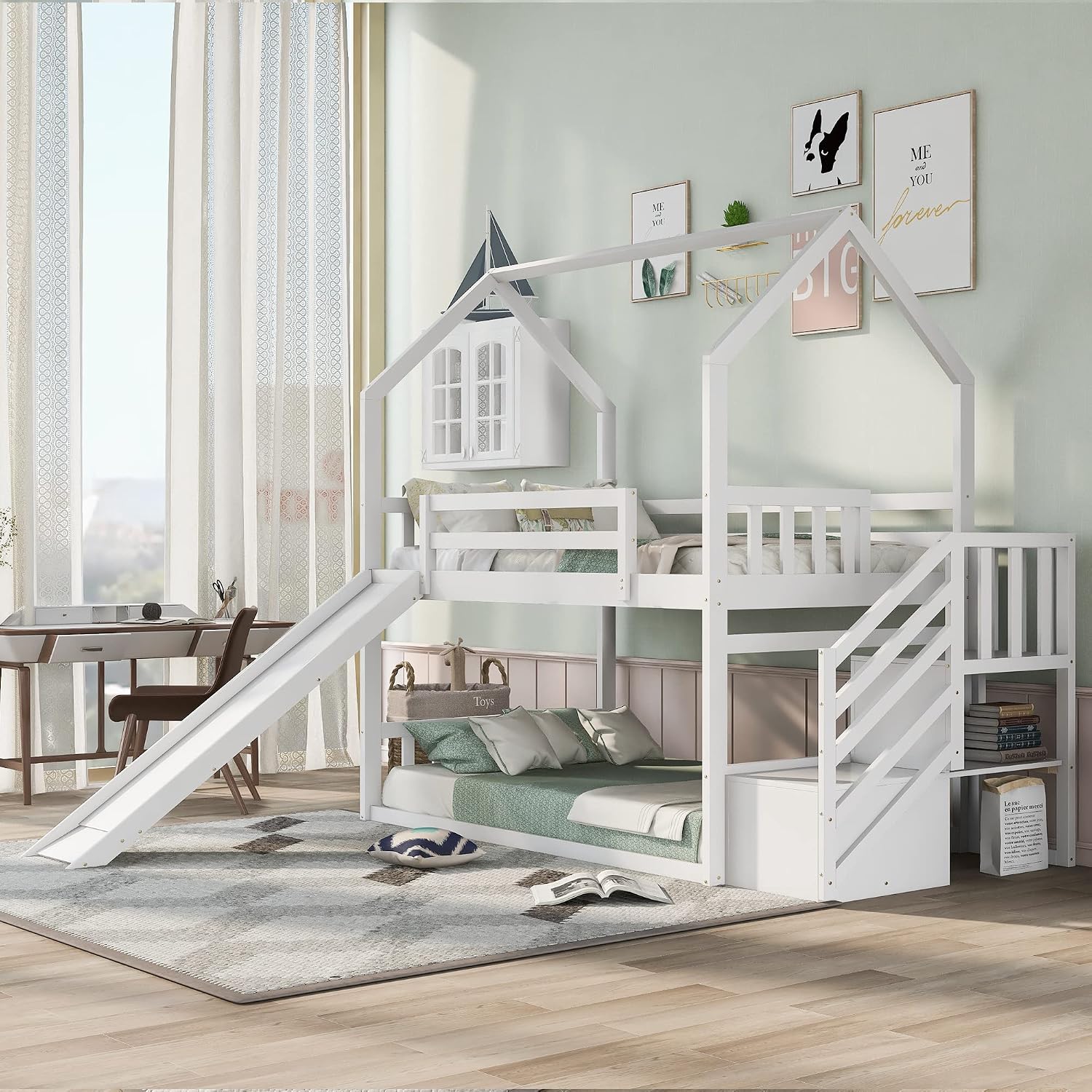 Litera doble sobre doble con t - Bunk Bed With Stairs And Slide reseña y precio