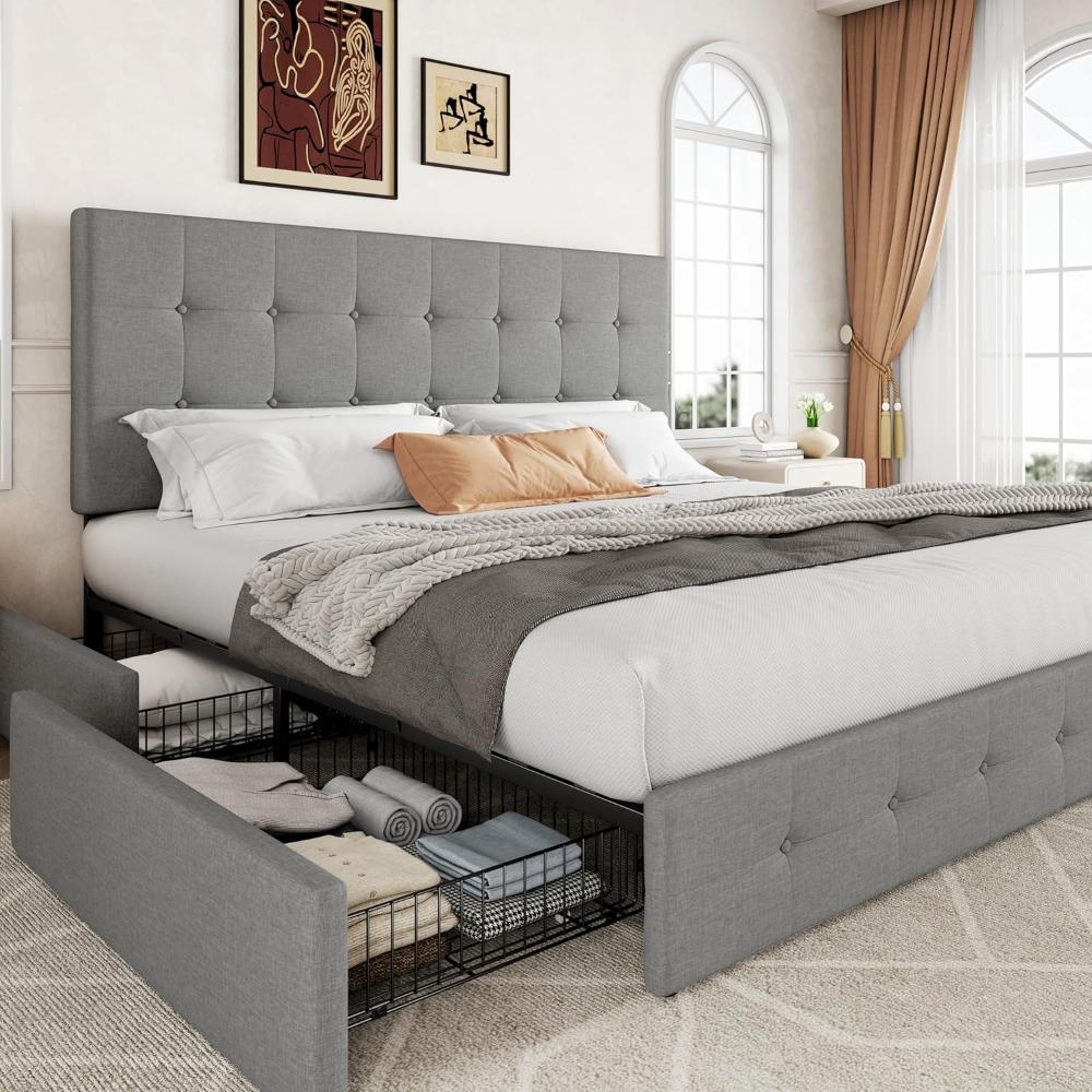 Base de Cama King Size con Caj - King Size Bed Frame With Storage Drawers reseña y precio