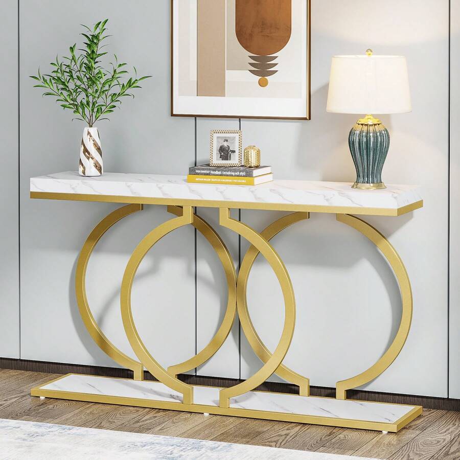 Mesa Consola Moderna Dorada de - Tables reseña y precio