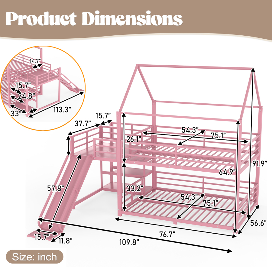 Cama litera de metal con escal - Bunk Bed With Stairs And Slide reseña y precio