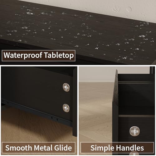 Juego de 2 mesas de noche negr - Solid Wood Nightstand 2 Drawers reseña y precio