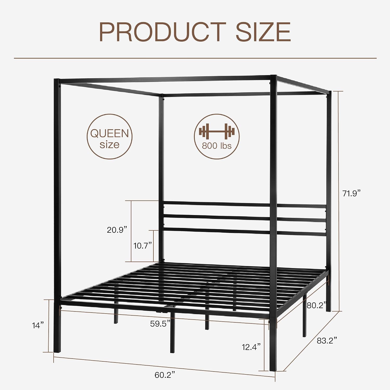 Base de Cama Queen con Estruct - Canopy Bed Frame Metal Queen reseña y precio