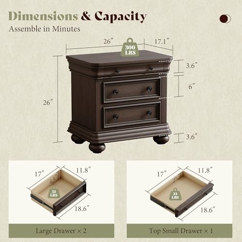 Juego de 2 mesitas de noche de - Solid Wood Nightstand 2 Drawers reseña y precio