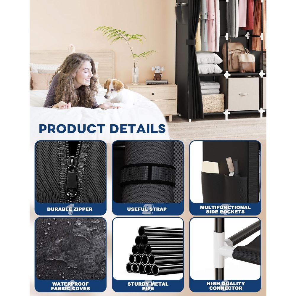 Organizador de Ropa con 4 Barr - Wardrobe Closet Portable Fabric Cover reseña y precio