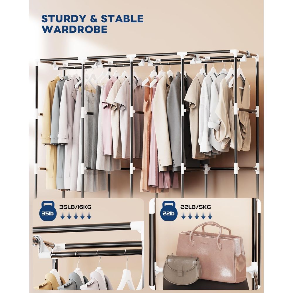 Organizador de Ropa con 4 Barr - Wardrobe Closet Portable Fabric Cover reseña y precio