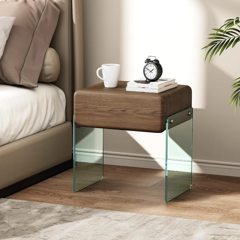 Mesa de Noche con Cajón, Mesa  - Solid Wood Nightstand 2 Drawers reseña y precio