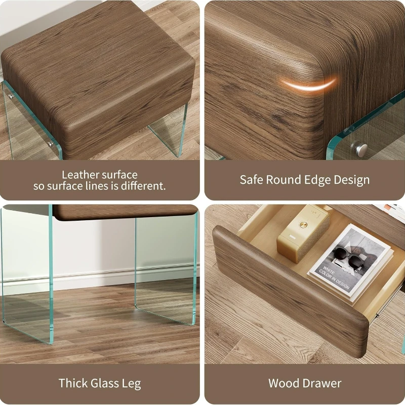 Mesa de Noche con Cajón, Mesa  - Solid Wood Nightstand 2 Drawers reseña y precio