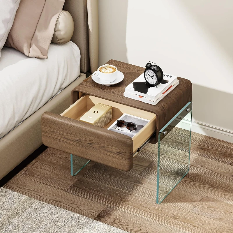 Mesa de Noche con Cajón, Mesa  - Solid Wood Nightstand 2 Drawers reseña y precio