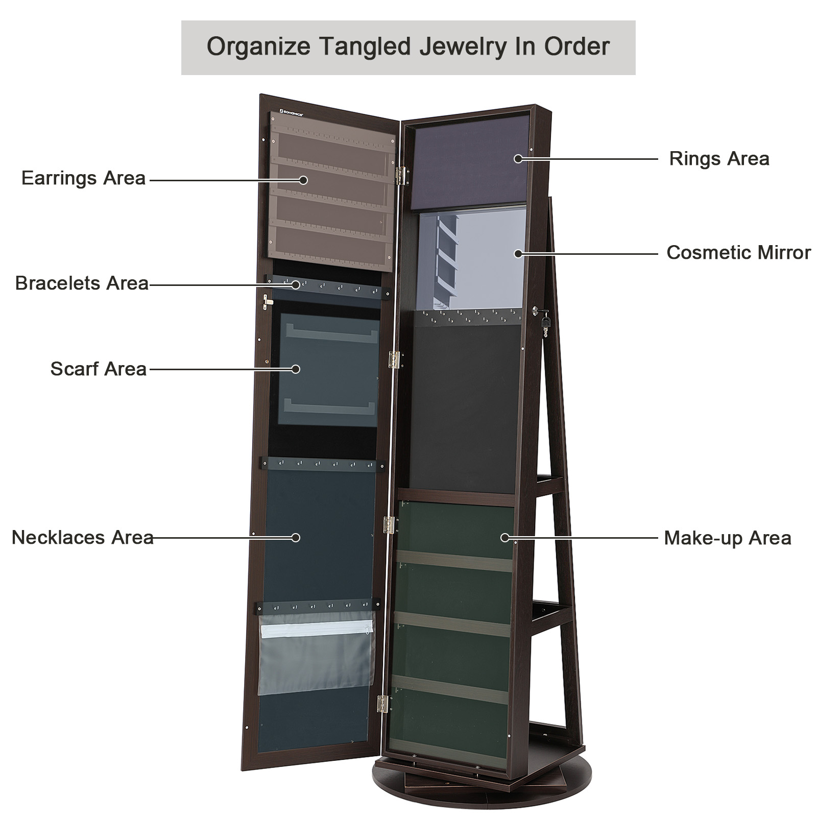 Armario de Joyería con Espejo  - Full Length Mirror Jewelry Armoire reseña y precio