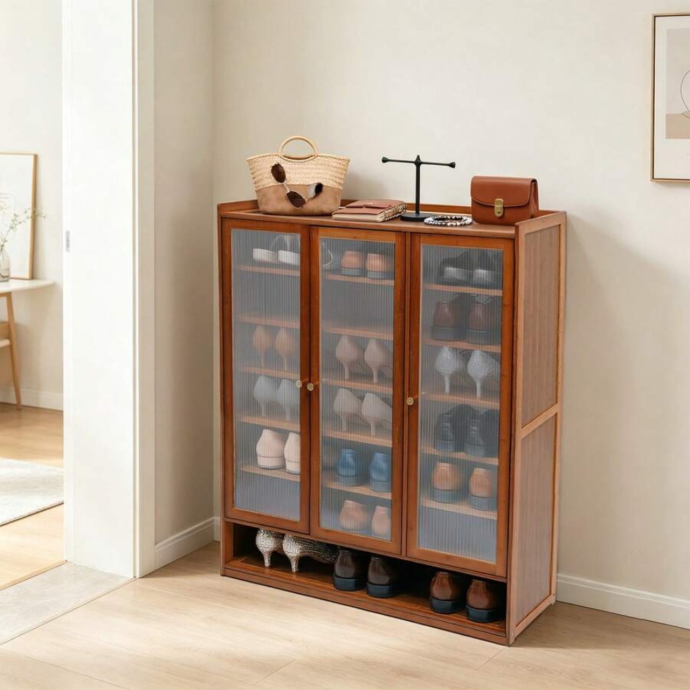 Zapatero de 8 Niveles y 3 Puer - Shoe Rack Cabinet Narrow Entryway reseña y precio
