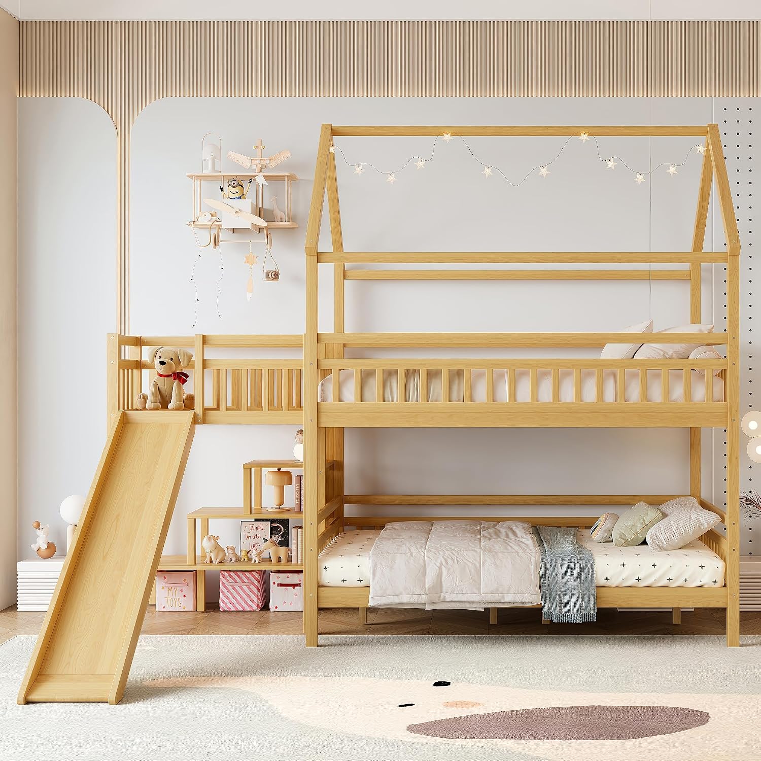 Cama litera doble sobre doble  - Bunk Bed With Stairs And Slide reseña y precio