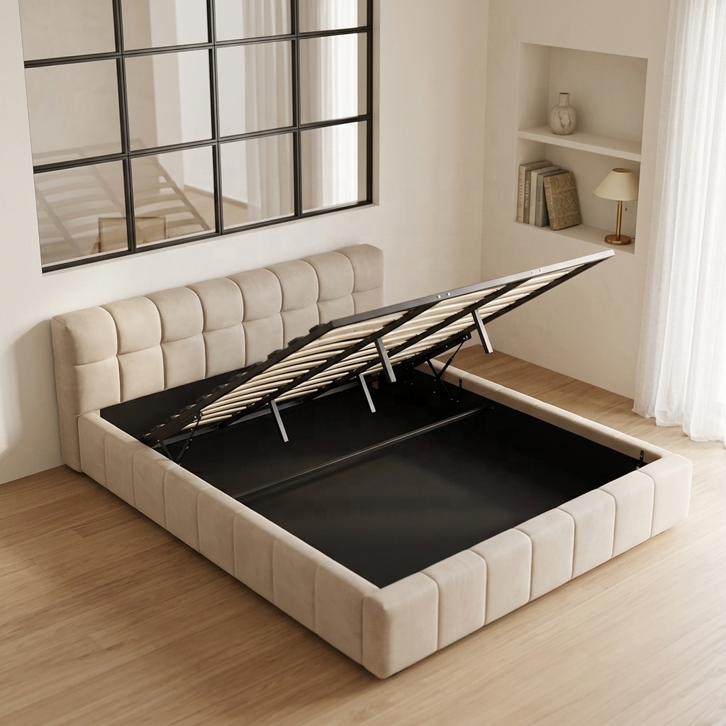 Cama Moderna Acolchada con Alm - Gas Lift Storage Bed Hydraulic reseña y precio