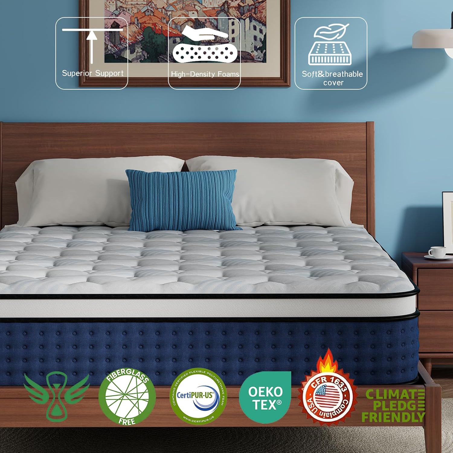 Colchón Híbrido Queen Size en  - Memory Foam Mattress In A Box Queen reseña y precio