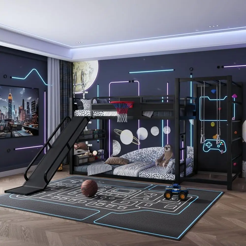Cama litera metálica doble con - Bunk Bed With Stairs And Slide reseña y precio